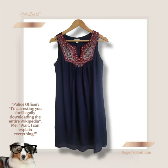 🌿Westport Petites Womens Small Embroidered Sleeveless Lined Boho Dress🌻 - Picture 11 of 12